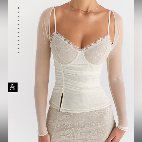House of CB Tops - MISTRESS ROCKS CREAM LACE UNDERWIRED TOP